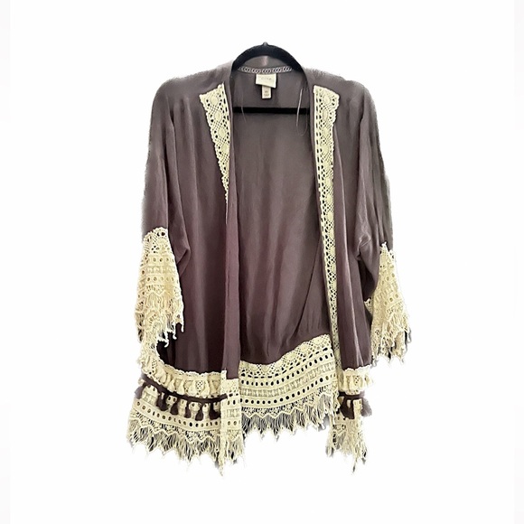 Knox Rose Other - KIMONO 🌟 Dark Gray | Crochet Trim 🌟MUST BUNDLE🌟
